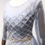 Chic / Belle Bleu Ciel Robe De Soirée 2017 Princesse Encolure Dégagée 3/4 Manches Perlage Cristal Faux Diamant Métal Ceinture Longue Volants Dos Nu Robe De Ceremonie