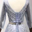 Chic / Belle Bleu Ciel Robe De Soirée 2017 Princesse Encolure Dégagée 3/4 Manches Perlage Cristal Faux Diamant Métal Ceinture Longue Volants Dos Nu Robe De Ceremonie