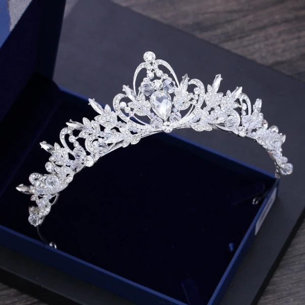 Sparkly Silver Wedding Tiara 2018 Metal Crystal Rhinestone Accessories