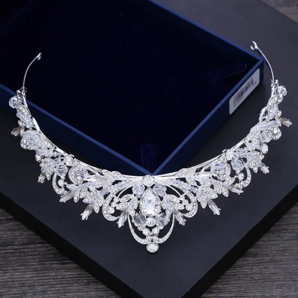 Sparkly Silver Wedding Tiara 2018 Metal Crystal Rhinestone Accessories