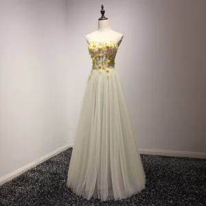 Fine Salvie Grønn Selskapskjoler 2017 Prinsesse Kjæreste Uten Ermer Appliques Blomst Paljetter Beading Lange Buste Ryggløse Formelle Kjoler