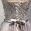 Mote Champagne Homecoming Graduation Kjoler 2017 Ballkjole Kjæreste Uten Ermer Appliques Beading Blonder Sash Printing Korte Buste Ryggløse Formelle Kjoler