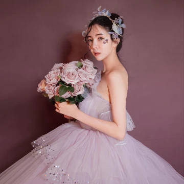 Charmant Rougissant Rose Paillettes Robe De Bal 2022 Princesse Bustier Sans Manches Dos Nu Volants En Cascade Longue Robe De Ceremonie