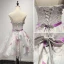 Fine Grå Homecoming Graduation Kjoler 2017 Prinsesse Kjæreste Uten Ermer Syrin Appliques Blomst Beading Paljetter Perle Printing Sash Korte Buste Ryggløse Formelle Kjoler