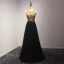 Chic / Beautiful Gold Black Evening Dresses  2017 A-Line / Princess Scoop Neck Sleeveless Beading Crystal Sequins Pearl Metal Sash Floor-Length / Long Backless Formal Dresses