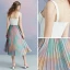 Colored Multi-Colors Summer Homecoming Graduation Dresses 2018 A-Line / Princess Shoulders Sleeveless Tea-length Pleated Backless Formal Dresses