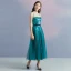 Sparkly Ink Blue Summer Homecoming Graduation Dresses 2018 A-Line / Princess Shoulders Sleeveless Sequins Spotted Tulle Tea-length Ruffle Backless Formal Dresses