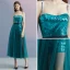 Sparkly Ink Blue Summer Homecoming Graduation Dresses 2018 A-Line / Princess Shoulders Sleeveless Sequins Spotted Tulle Tea-length Ruffle Backless Formal Dresses