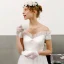 Vintage / Retro Ivory Wedding Dresses 2018 A-Line / Princess Off-The-Shoulder Short Sleeve Backless Tea-length Ruffle
