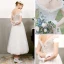 Vintage / Retro Ivory Wedding Dresses 2018 A-Line / Princess Off-The-Shoulder Short Sleeve Backless Tea-length Ruffle
