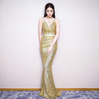 Glitter Goud Pailletten Avondjurken 2018 Trompet Zeemeermin Spaghettibandjes Mouwloos Rhinestone Gordel Lange Ruglooze Gelegenheid Jurken
