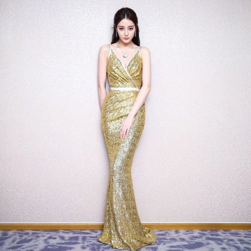 Sparkly Gold Sequins Evening Dresses 2018 Trumpet Mermaid Spaghetti Straps Sleeveless Rhinestone Sash Floor Length Long Backless Formal Dresses