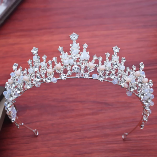 Fine Sølv Bryllup Tilbehør 2018 Metall Krystall Rhinestone Perle Tiara Halskjede Øredobber Brudesmykker