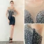 Scintillantes Bleu Marine Paillettes Transparentes Robe De Fete 2018 Trompette / Sirène Encolure Dégagée Sans Manches Faux Diamant Courte Robe De Ceremonie