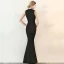 Modern / Fashion Black See-through Evening Dresses  2018 Trumpet / Mermaid High Neck Sleeveless Beading Tassel Floor-Length / Long Formal Dresses