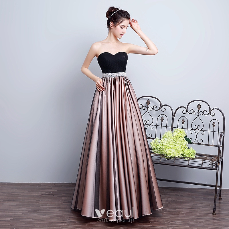 Modest Simple Black Prom Dresses 2018 A Line Princess