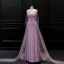 Luxury / Gorgeous Lilac Evening Dresses  2018 Trumpet / Mermaid V-Neck Sleeveless Beading Sash Watteau Train Ruffle Backless Formal Dresses