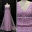 Luxury / Gorgeous Lilac Evening Dresses  2018 Trumpet / Mermaid V-Neck Sleeveless Beading Sash Watteau Train Ruffle Backless Formal Dresses