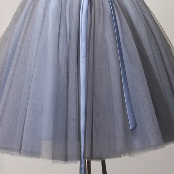 Schöne Marineblau Partykleider 2017 Ballkleid V-Ausschnitt Ärmellos Applikationen Blumen Perlenstickerei Pailletten Kurze Rüschen Rückenfreies Festliche Kleider