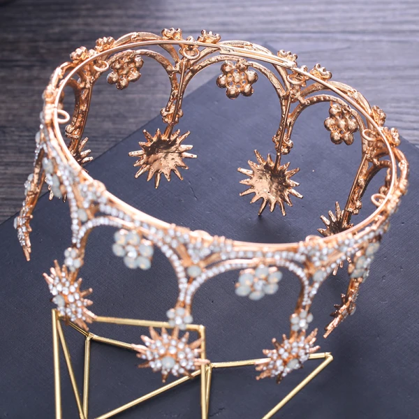 Najpiękniejsze / Ekskluzywne Złote Ślub Tiara 2018 Metal Rhinestone Akcesoria