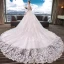 Chic / Belle Blanche Percé Robe De Mariée 2018 Princesse V-Cou Manches Longues Dos Nu Appliques En Dentelle Volants Cathedral Train