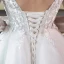 Chic / Belle Blanche Percé Robe De Mariée 2018 Princesse V-Cou Manches Longues Dos Nu Appliques En Dentelle Volants Cathedral Train