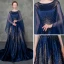 Luxury / Gorgeous Royal Blue Pierced Evening Dresses  Detachable With Shawl 2018 A-Line / Princess Scoop Neck Cap Sleeves Glitter Rhinestone Court Train Ruffle Formal Dresses