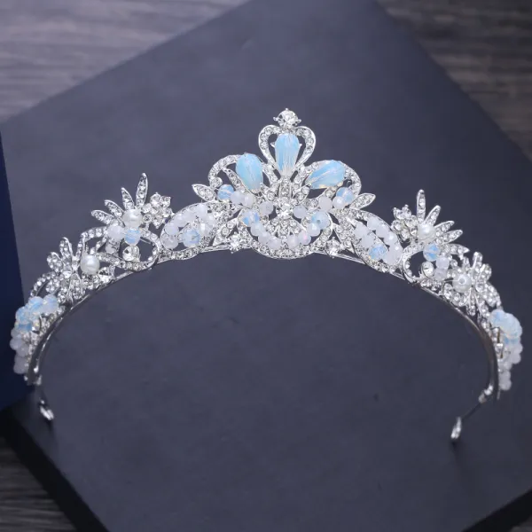 Modest / Simple Gold Tiara 2018 Metal Crystal Beading Rhinestone