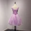 Chic / Beautiful Lilac Homecoming Graduation Dresses 2017 Ball Gown V-Neck Sleeveless Appliques Flower Beading Rhinestone Short Ruffle Backless Formal Dresses