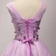 Chic / Beautiful Lilac Homecoming Graduation Dresses 2017 Ball Gown V-Neck Sleeveless Appliques Flower Beading Rhinestone Short Ruffle Backless Formal Dresses