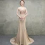 Luxury / Gorgeous Khaki Evening Dresses  2018 Trumpet / Mermaid Scoop Neck Sleeveless Appliques Lace Beading Bow Sash Court Train Ruffle Backless Formal Dresses