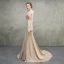 Luxury / Gorgeous Khaki Evening Dresses  2018 Trumpet / Mermaid Scoop Neck Sleeveless Appliques Lace Beading Bow Sash Court Train Ruffle Backless Formal Dresses