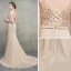 Luxury / Gorgeous Khaki Evening Dresses  2018 Trumpet / Mermaid Scoop Neck Sleeveless Appliques Lace Beading Bow Sash Court Train Ruffle Backless Formal Dresses