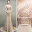 Luxury / Gorgeous Khaki Evening Dresses  2018 Trumpet / Mermaid Scoop Neck Sleeveless Appliques Lace Beading Bow Sash Court Train Ruffle Backless Formal Dresses