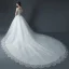 Luxury / Gorgeous White Wedding Dresses 2018 A-Line / Princess Off-The-Shoulder Short Sleeve Backless Appliques Lace Beading Glitter Tulle Ruffle Cathedral Train