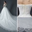 Luxury / Gorgeous White Wedding Dresses 2018 A-Line / Princess Off-The-Shoulder Short Sleeve Backless Appliques Lace Beading Glitter Tulle Ruffle Cathedral Train