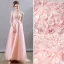 Flower Fairy Pearl Pink Evening Dresses  2018 A-Line / Princess Square Neckline Cap Sleeves Appliques Flower Beading Bow Sash Sweep Train Ruffle Backless Formal Dresses