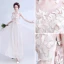 Modern / Fashion Blushing Pink See-through Summer Evening Dresses  2018 A-Line / Princess Scoop Neck Sleeveless Appliques Butterfly Floor-Length / Long Ruffle Formal Dresses