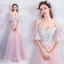 Elegante Himmelblau Pearl Rosa Abendkleider 2018 A Linie Spaghettiträger Bandeau 1/2 Ärmel Applikationen Spitze Perle Strass Lange Rüschen Rückenfreies