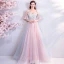 Elegante Himmelblau Pearl Rosa Abendkleider 2018 A Linie Spaghettiträger Bandeau 1/2 Ärmel Applikationen Spitze Perle Strass Lange Rüschen Rückenfreies