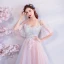 Elegante Himmelblau Pearl Rosa Abendkleider 2018 A Linie Spaghettiträger Bandeau 1/2 Ärmel Applikationen Spitze Perle Strass Lange Rüschen Rückenfreies