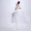 Mooie / Prachtige Witte Organza Zomer Strand Trouwjurken 2018 Baljurk Uit De Schouder Korte Mouwen Ruglooze Asymmetrisch Chapel Train Ruche