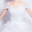 Mooie / Prachtige Witte Organza Zomer Strand Trouwjurken 2018 Baljurk Uit De Schouder Korte Mouwen Ruglooze Asymmetrisch Chapel Train Ruche