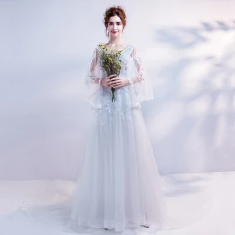 Discount White Pierced Wedding Dresses 2018 A Line Princess V Neck Long Sleeve Backless Appliques Lace Sequins Beading Ruffle Chapel Train