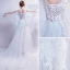 Rabatt Vita Pierced Bröllopsklänningar 2018 Prinsessa V-Hals Långärmad Halterneck Appliqués Spets Paljetter Beading Ruffle Chapel Train