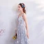 Chic / Belle Gris Robe De Soirée 2018 Empire V-Cou Sans Manches Étoile Appliques Perlage Longue Volants Dos Nu Robe De Ceremonie