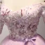 Schöne Lila Heimkehr Abiballkleider 2017 Ballkleid Off Shoulder 1/2 Ärmel Applikationen Mit Spitze Perlenstickerei Kristall Pailletten Perle Stoffgürtel Kurze Rüschen Rückenfreies Festliche Kleider