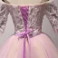 Schöne Lila Heimkehr Abiballkleider 2017 Ballkleid Off Shoulder 1/2 Ärmel Applikationen Mit Spitze Perlenstickerei Kristall Pailletten Perle Stoffgürtel Kurze Rüschen Rückenfreies Festliche Kleider