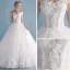 Fine Hvit Brudekjoler 2018 Prinsesse Kjæreste Korte Ermer Ryggløse Appliques Blonder Blomst Beading Perle Chapel Train Buste