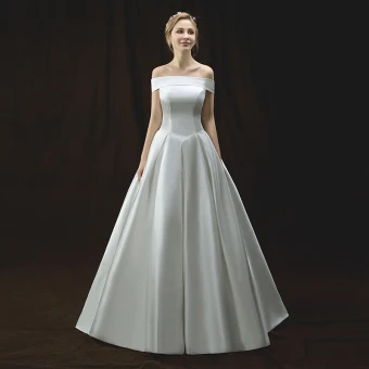 Simple Ivoire Robe De Mariée 2018 Princesse De L Épaule Manches Courtes Dos Nu Longue Volants